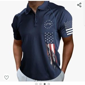 Polo Shirts Mens 4th of July Shirt Short Sleeve Stretch Slim Fit T Shirts L